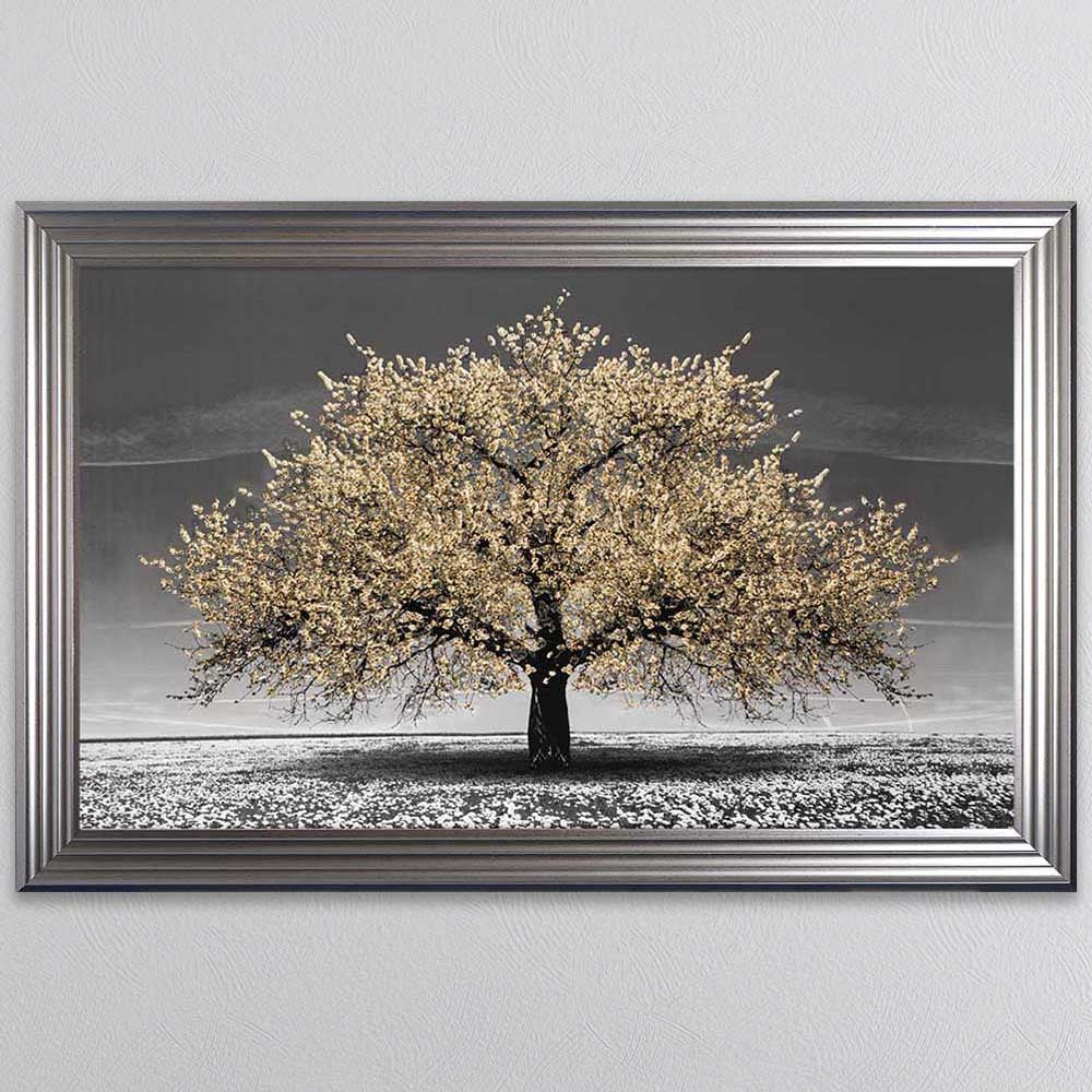 Champagne Cherry Tree Framed Wall Art 114x74cm