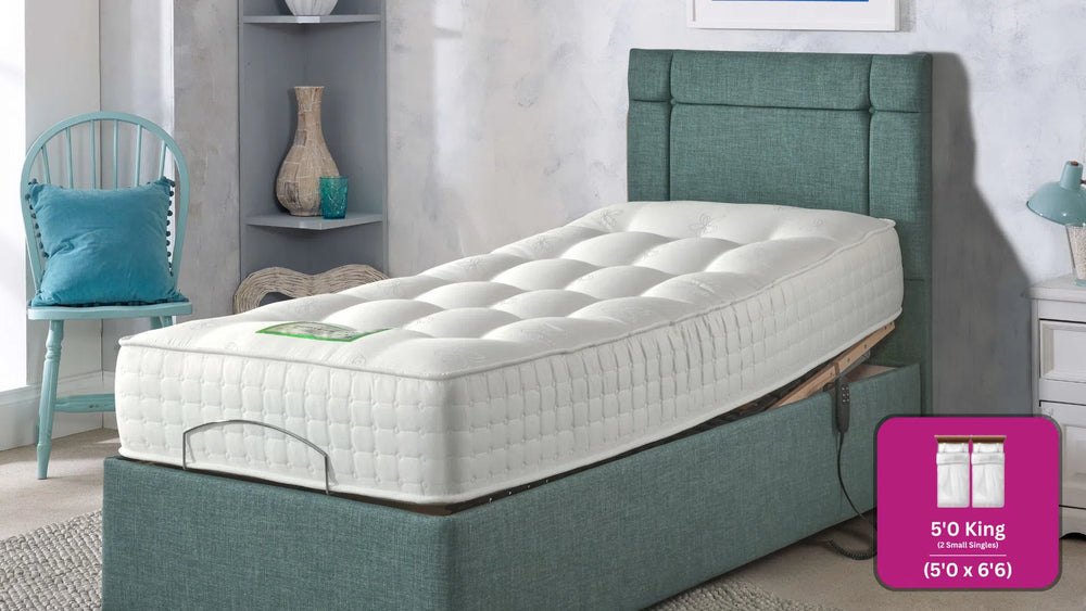 Adjust-a-bed 5ft (2 x 2ft6 Linked) King Size Grandeur Natural 1500 Adjustable Bed