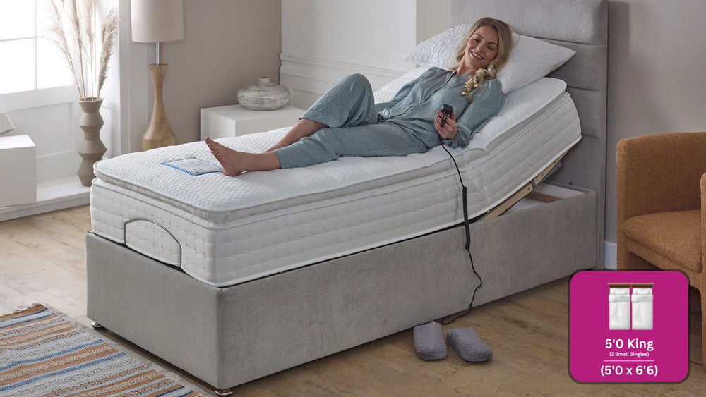 Adjust-a-bed 5ft King Size (2 x 2ft6 Linked) Gel-Flex Pillow Top Adjustable Bed