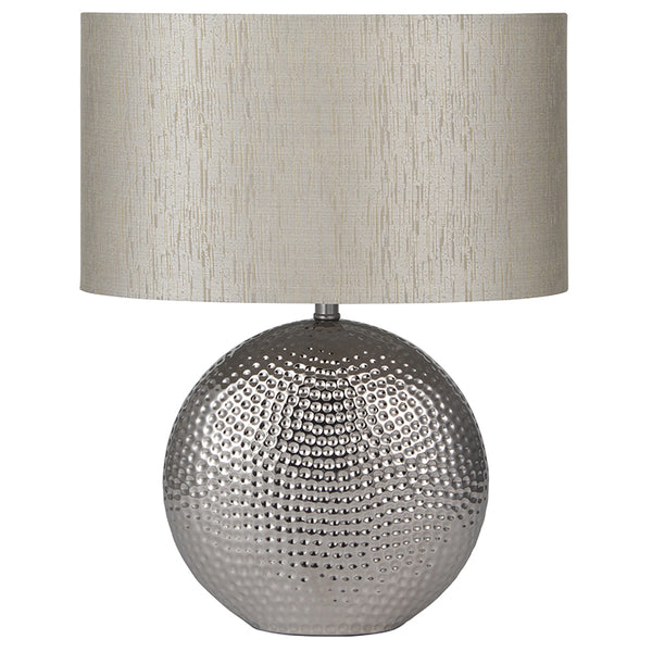 Chrome Hammered Ceramic Lamp Complete
