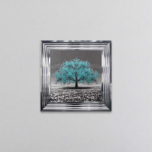 Teal Cherry Tree Framed Wall Art 55x55cm