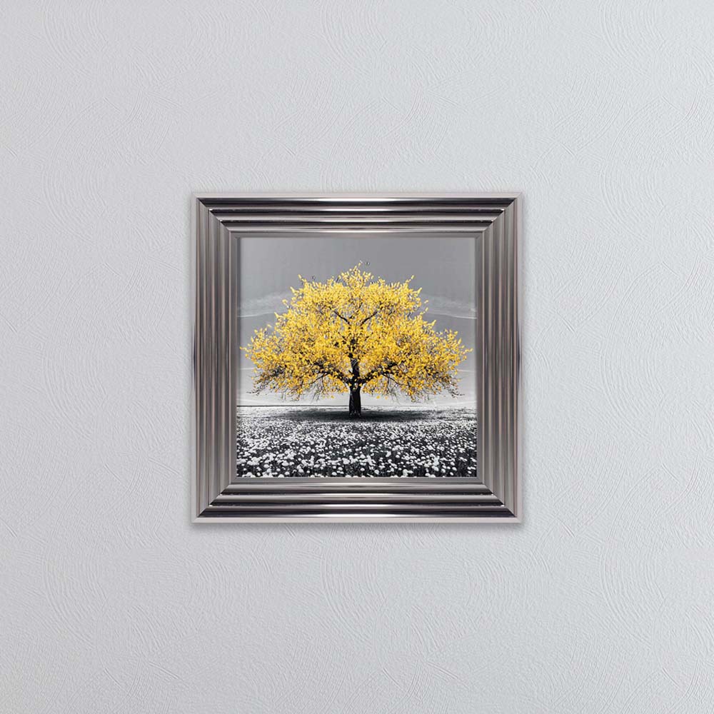 Yellow Cherry Tree Framed Wall Art 55x55cm