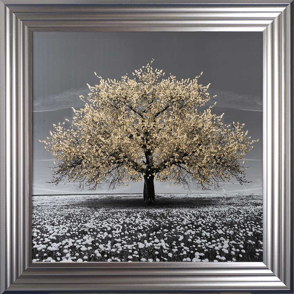 Champagne Cherry Tree Framed Wall Art 75x75cm