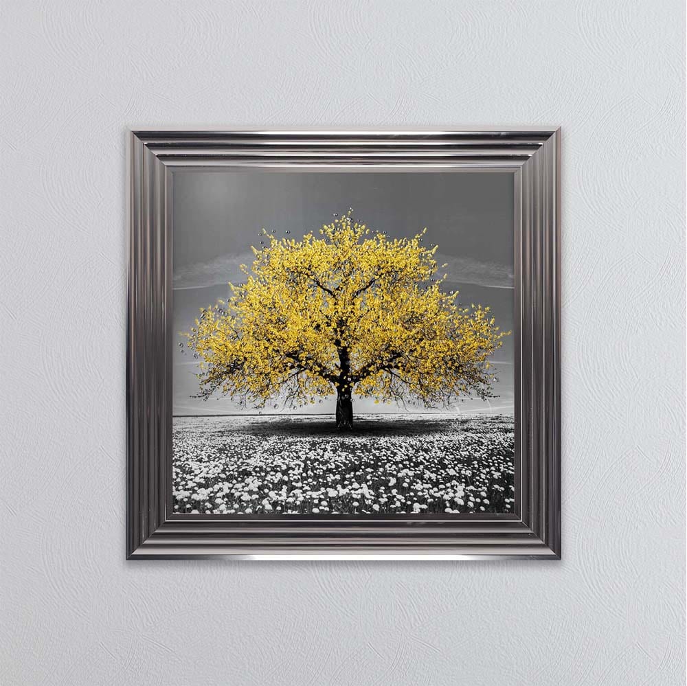 Yellow Cherry Tree Framed Wall Art 75x75cm