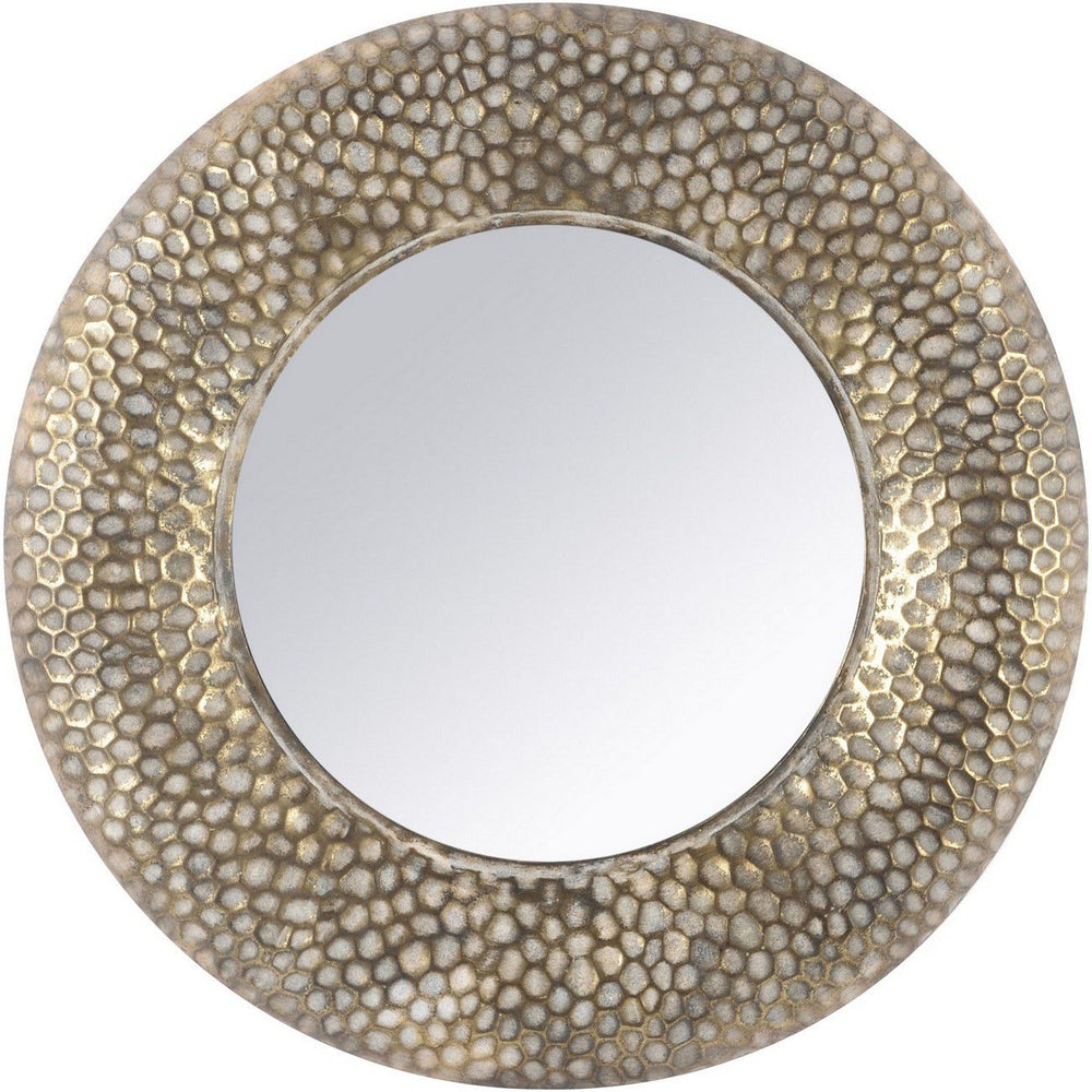 Gold Round Honeycomb Mirror