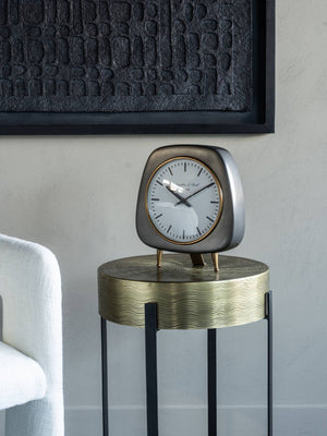 Mid Century Style Aluminium Table Clock Large 28cm