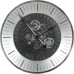 Palladium Wall Clock with Moving Cogs Black Nickel 80cm