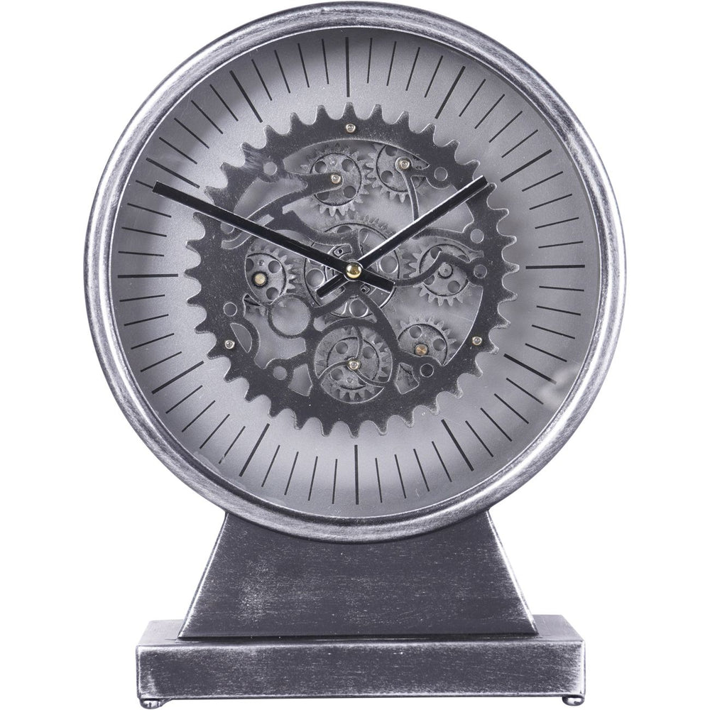 Palladium Mantel Clock with Moving Cogs Black Nickel