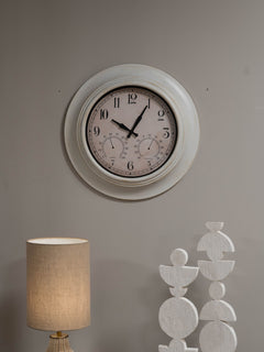Outdoor Clock with Temperature and Humidity White 53.3cm