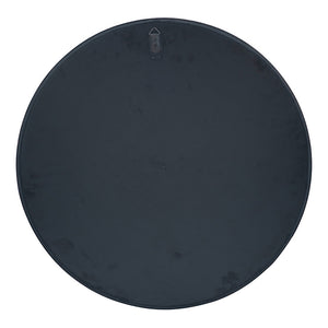Matt Black Wood Veneer Round Mirror w/Foxed Glass