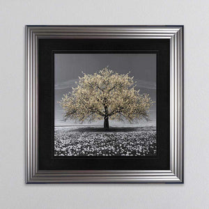 Champagne Cherry Tree Framed Wall Art 90x90cm