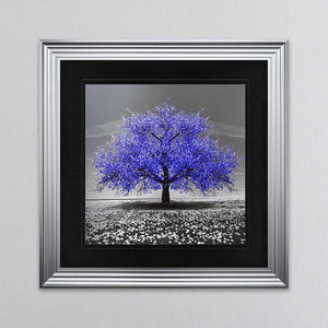 Navy Cherry Tree Framed Wall Art 90x90cm