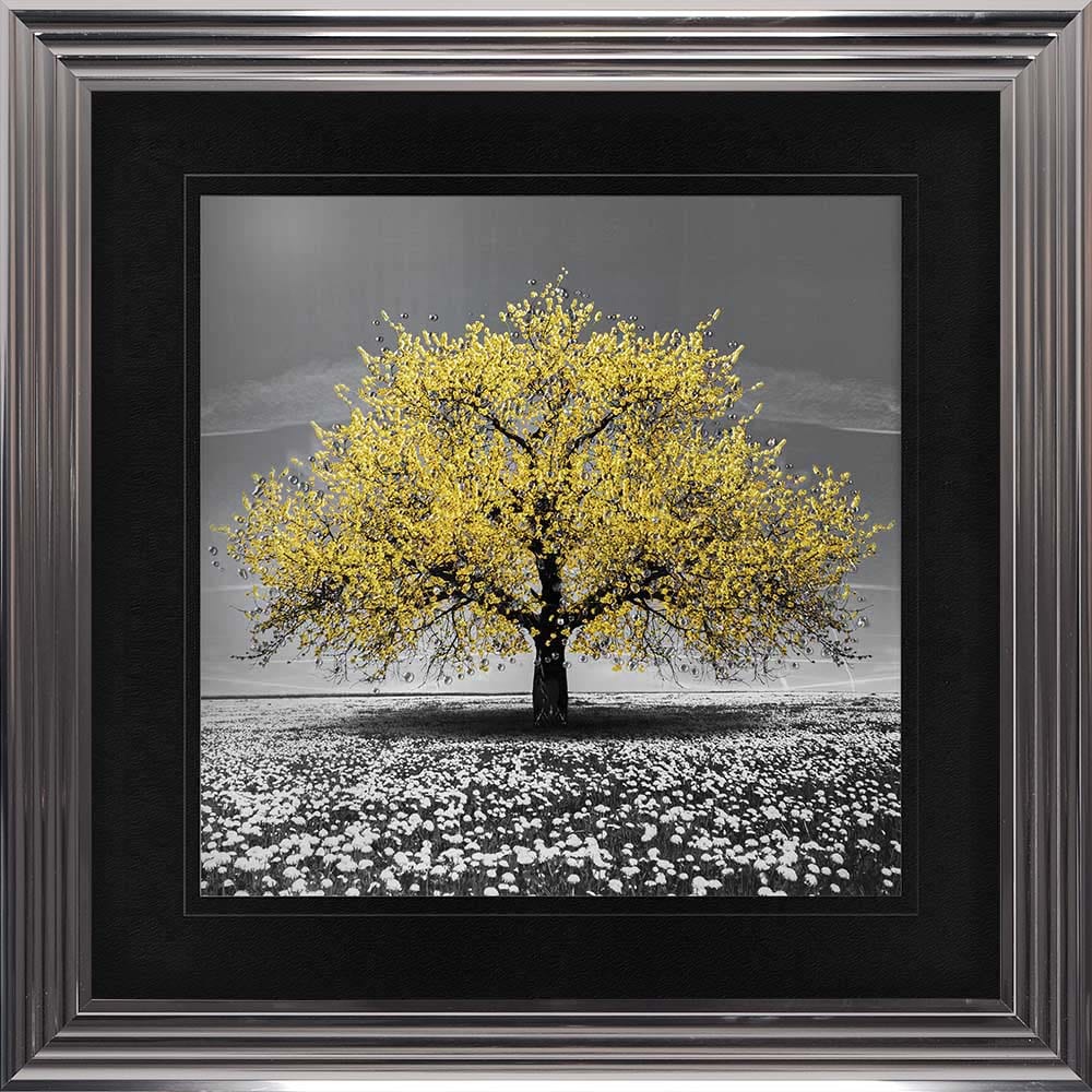 Yellow Cherry Tree Framed Wall Art 90x90cm
