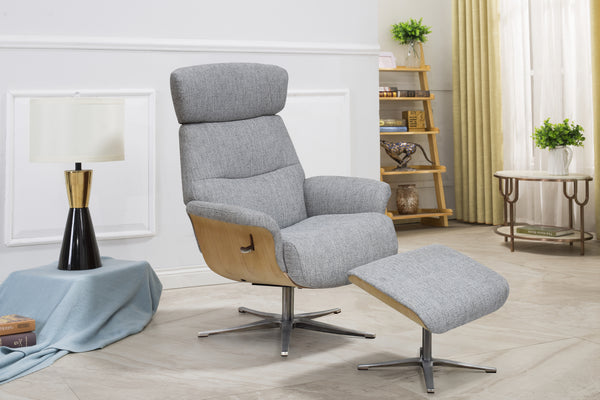 Boston Reclining Swivel Chair with Footstool
