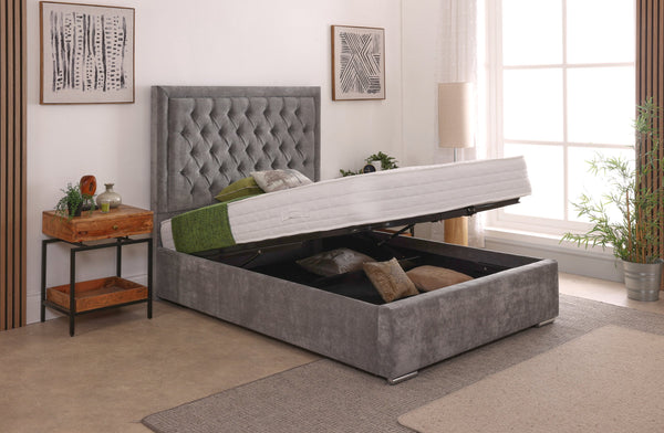 Lucia 54inch 5ft King Size Upholstered Bed Frame with Ottoman Option