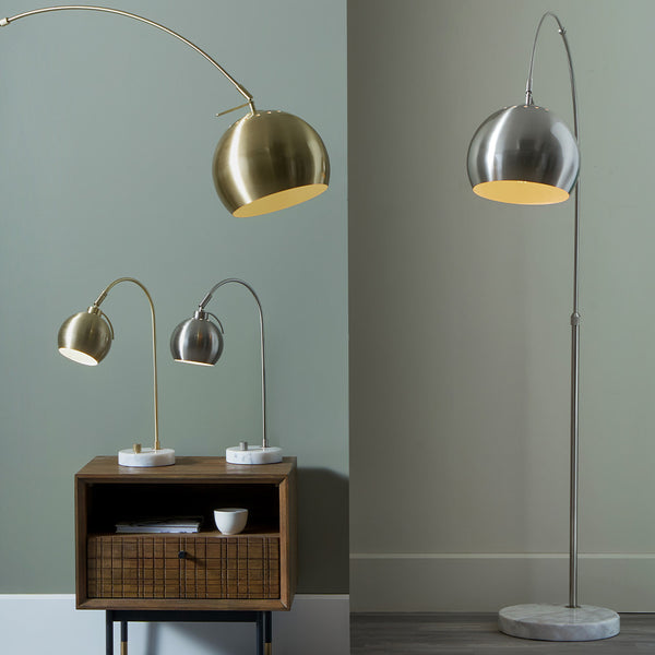 Brushed Silver Metal Floor Lamp