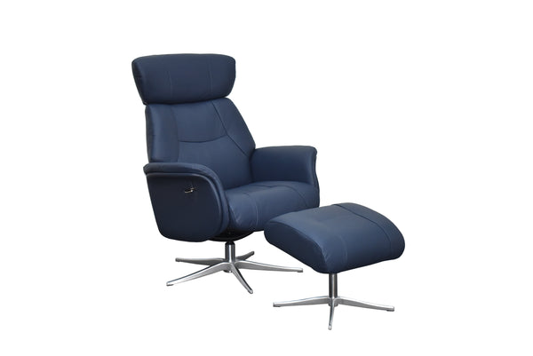 Maia Reclining Swivel Chair with Footstool Leather