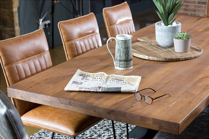 Saka 2m Oak Dining Table with Steel Base