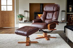 Napoli Reclining Swivel Chair with Footstool