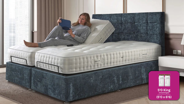 Adjust-a-bed 5ft (2 x 2ft6 Linked) King Size Grandeur Natural 3000 Adjustable Bed