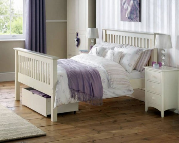 Madrid Stone White 4ft6 High Footend Bed Frame